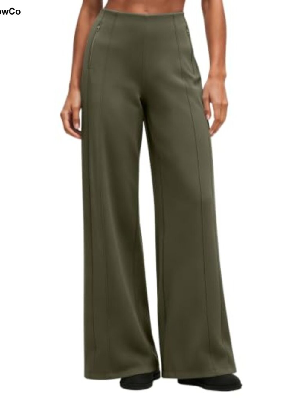 Wide Leg Yoga Pants High Waisted Zipper Pockets Stretchy Palazzo Drawstring